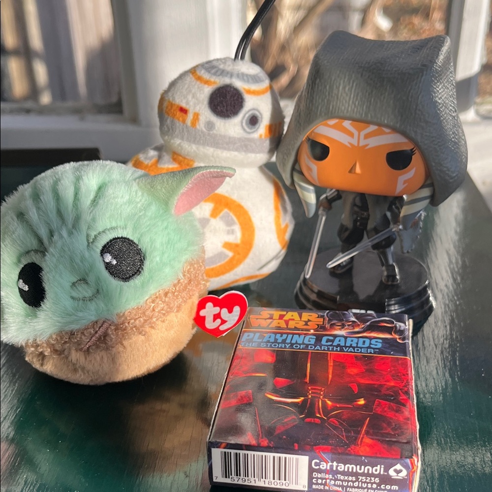 Star Wars Bundle - Ahsoka Bobblehead Funko Pop, Ty Grogu, BB8, and cards